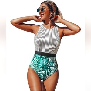 CUPSHE STRIPED FLORAL DESIGN 1 PIECE SWIM🩱 SUIT ⛱️ NWT🏷 VARIOUS SIZES BOUTIQUE